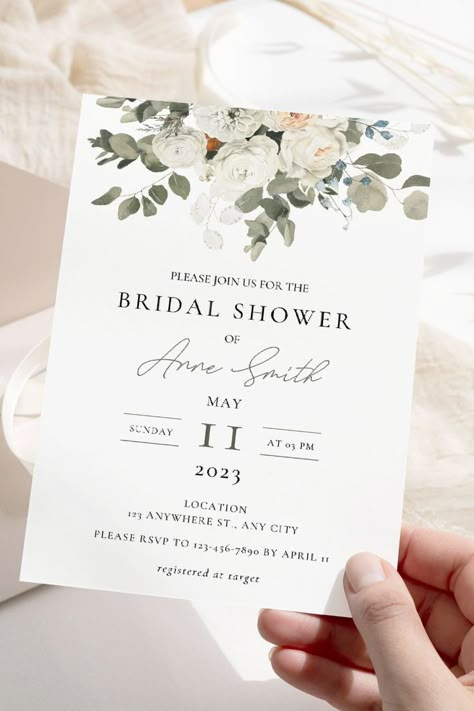 Canva Bridal Shower Invite, Classy Bridal Shower Invitations, Bridal Invitations Templates, Unique Bridal Shower Invitations, Bridal Shower Invitation Card Design, Simple Bridal Shower Invitations, Bridal Shower Invite Ideas, Bridal Shower Template, Bridal Shower Invitation Ideas