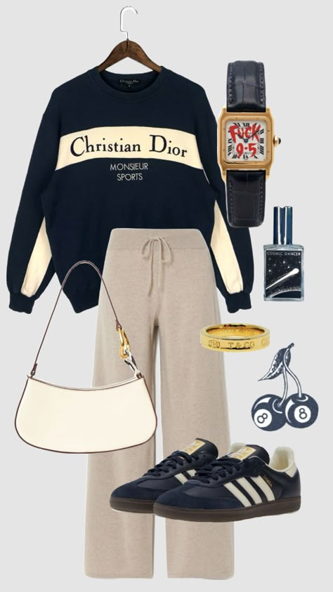 #outfitinspo #loungewear #trendy #dior Casual Preppy Outfits, Effortlessly Chic Outfits, Casual Day Outfits, Causual Outfits, Cute Everyday Outfits, Casual Style Outfits, Lookbook Outfits, Winter Fashion Outfits, Preppy Outfits