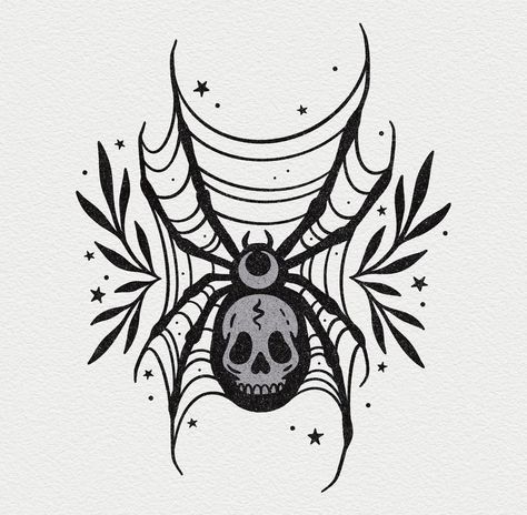 American Traditional Tattoo Ideas, Traditional Tattoo Ideas, Goth Tattoo, Spooky Tattoos, Spider Tattoo, Gothic Tattoo, Halloween Fonts, Tattoo Style Drawings, Tattoo Portfolio