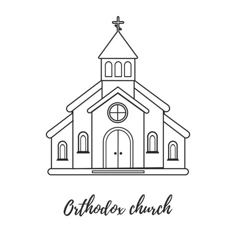 Church Drawing Easy, Church Sketch, Church Clipart, Church Drawing, Sofia The First Birthday Party, Lettering Guide, Brick Art, Illustration Simple, Christmas Church