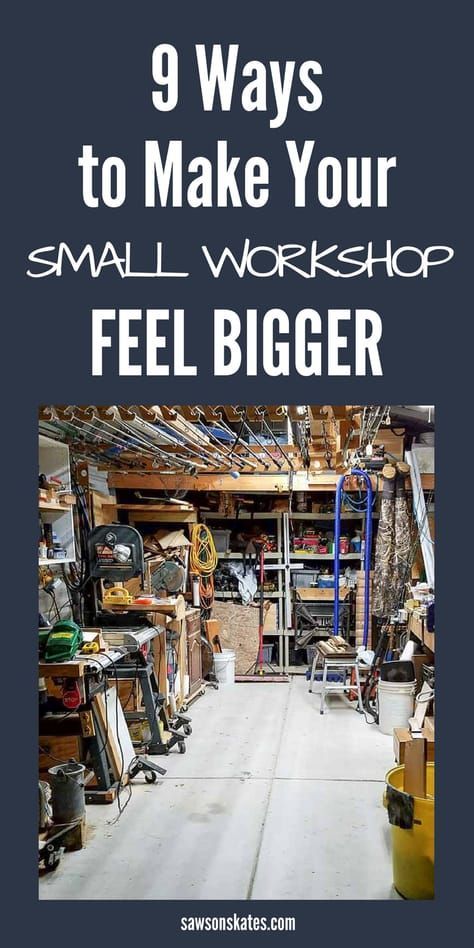 Basement Woodworking Shop, Workshop Color Ideas, Garage Workshop Organization Layout, Garage Space Saving Ideas, Narrow Workshop, Small Shed Workshop Ideas, Shop Storage Organizing, Small Wood Shop Layout, Small Woodshop Layout