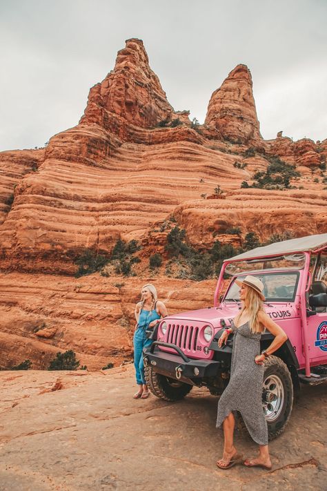 Jeep Pink, Giant Painting, Arizona Aesthetic, Sedona Travel, Arizona Vacation, Pink Jeep, Arizona Road Trip, Weekend Itinerary, Sedona Az