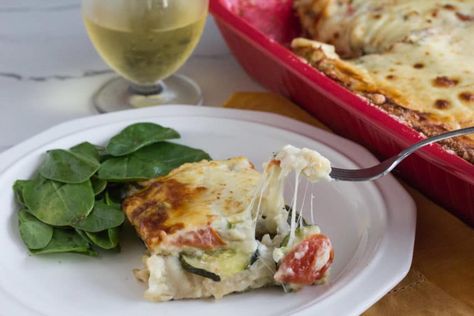 A forkful of summer vegetable white lasagne with gooey cheese. Monash University Certified Low FODMAP Recipe White Lasagne, Roasted Summer Vegetables, Too Hot To Cook, Dhal Recipe, Fodmap Food, Vegetable Lasagne, Summer Vegetables, Monash University, Low Fodmap Diet