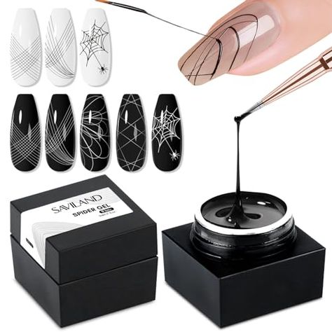 SAVILAND 2 PCS Spider Gel Set: Black & White Spider Gel for Nail Art Soak off Gels U V LED Good Toughness and Elasticity Easy To Use for Beginner Manicurist Home Salon Use Nail Art Spider, Nail Spider, Spider Gel, Black And White Spider, Black And White Nail Art, Black White Nails, White Spider, Gel Set, Gel Nail Kit