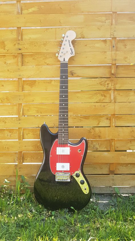 This is my moded Squier mustang Squier Mustang, Mustang, Electric Guitar, Music Instruments, Guitar, Black