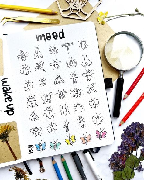 Nature Bujo Theme, June Mood Tracker, Frog Mood Tracker, Bee Mood Tracker, September Bullet Journal Mood Tracker, Mushroom Bullet Journal Theme, June Bullet Journal Mood Tracker, Bee Theme Bullet Journal, Wildflower Drawing