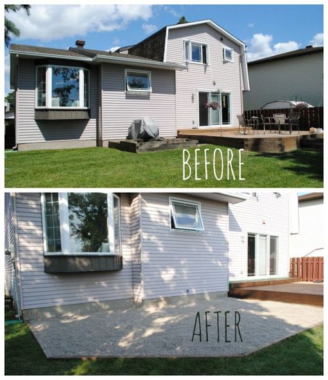 before and after patio Backyard Room, Backyard Design Plans, Patio Extension Ideas, Patio Extension, Pea Gravel Patio, Concrete Patio Makeover, Easy Patio, Small Outdoor Patios, Sunroom Addition