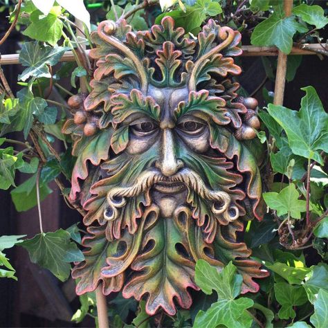 Green Man Sculpture, Garden Wall Plaque, The Green Man, Pagan Gods, Garden Plaques, Garden Lover Gifts, Tree Faces, Wood Spirit, Tree Spirit