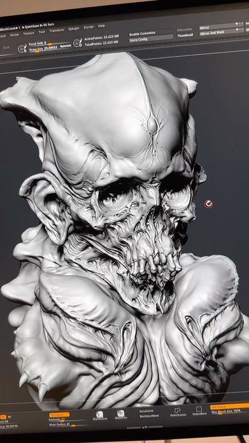 Kevin Man on Instagram: "Brushing up on my details before the big project 👀 My hand hurts 💀✍️ #monster #3d #zbrush #sculpting #details #gameartist #creaturedesign #horrorart" Doom Concept Art, Zbrush Sculpting, Insect Sculpture, Asura's Wrath, Zbrush Models, 3d Art Sculpture, Metal Heads, Messi Vs, 3d Toys