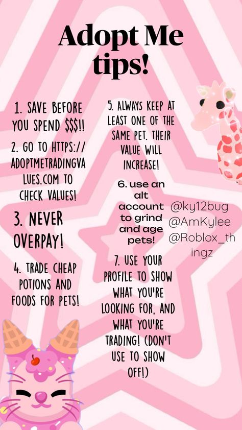 Adopt Me pro tips! hope this helps! ❤️ add/follow me on roblox! my user is @ky12bug and my display name is AmKylee #4 #roblox #robloxadoptme #adoptme Adopt Me Tiny Home, Cute Roblox Name Ideas, Adopt Me Pfp, Adopt Me Codes, Adopt Me Pet Names, Fun Roblox Games, Adopt Me Tips, Roblox Name Ideas, Preppy Adopt Me