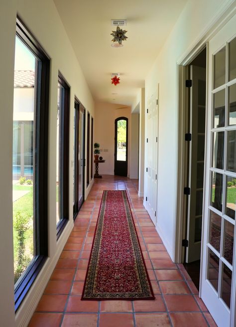 long hallway, long carpet runner, spanish style hallway Long Carpet Hallway, Spanish Style Hallway, Spanish Hallway, Hallway Long, Style Hallway, Long Carpet, Hallway Colours, Newcastle Nsw, Teal Rug