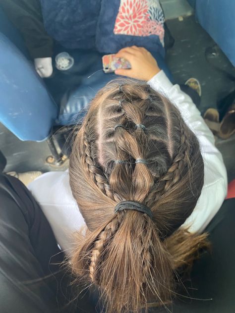 Fun Track Hairstyles, Girl Wrestling Hairstyles, Hard Braided Hairstyles, Girls Wrestling Hairstyles, Lax Hairstyles, Wrestling Hairstyles, Hairstyle Sports, Track Meet Hairstyles, Braided Sporty Hairstyles