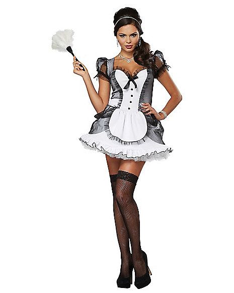 Luxe French Maid Womens Costume - Spirithalloween.com French Maid Dress, California Costumes, Role Play Costume, Costumes For Teens, French Maid, Halloween Costume Outfits, Maid Outfit, Lingerie Costume, Maid Dress