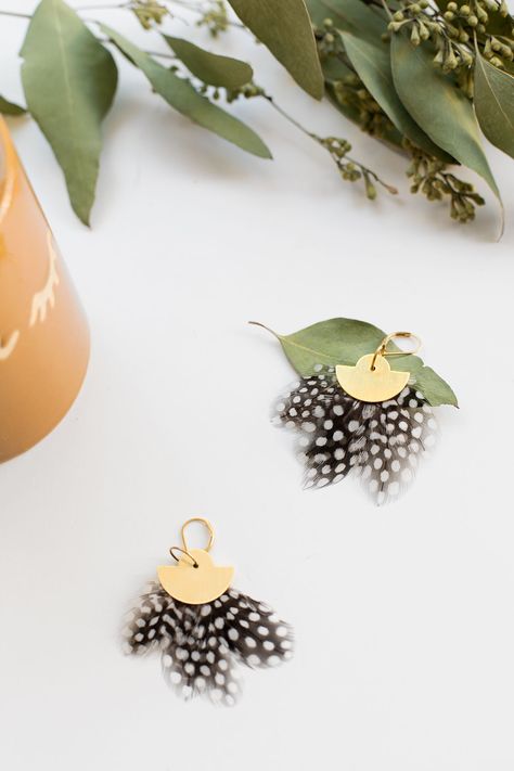 DIY Feather Earrings for Making a Statement | ctrl + curate Diy Feather Earrings, Pheasant Feather Decor, Feather Earrings Diy, Olive Jewelry, Diy Feather, Feather Diy, Organic Patterns, Feather Decor, Cord Jewelry