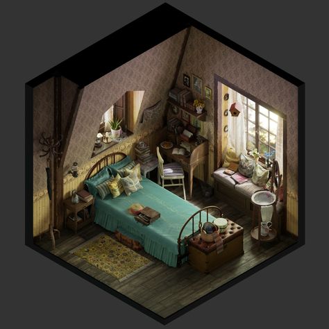 Drawing Room Concept, Bohemian Style Inspiration, Interior Concept Art, Room Concept, Fantasy Bedroom, Concept Ideas, Isometric Art, Art For Bedroom, Isometric Design