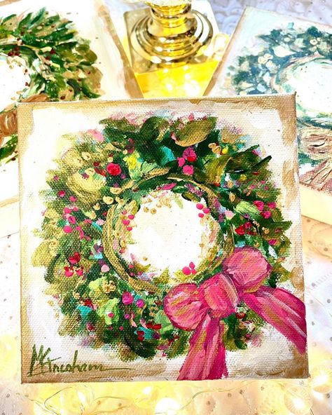 ✨Deck the Halls Wreath✨ As requested, more are coming soon!!! #christmasdecor #wreath #staytuned… | Instagram Christmas Painting Crafts For Kids, Acrylic Christmas Paintings, Adult Art Projects, Christmas Canvas Paintings, Painted Christmas Decor, Ali Kay, Canvas Ornaments, Diy Christmas Paintings, Christmas Paintings On Canvas