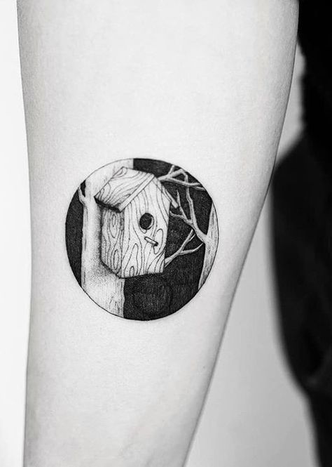 Birdhouse Tattoo Ideas, Bird House Tattoo, Birdhouse Tattoo, Sick Tattoos, Dove House, House Tattoo, Tattoo Bird, Soul Tattoo, 18th Bday