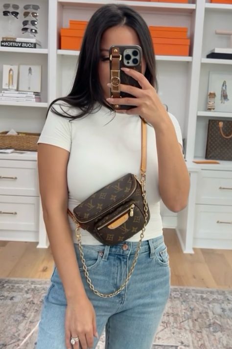 Monogram Mini Bumbag curated on LTK Lv Mini Bumbag, Louis Vuitton Mini Bumbag, Louis Vuitton Bum Bag Outfit, Lv Bumbag Outfit, Bum Bag Louis Vuitton, Louis Vuitton Fanny Pack, Bumbag Louis Vuitton, Fanny Pack Outfit, Chanel Belt Bag