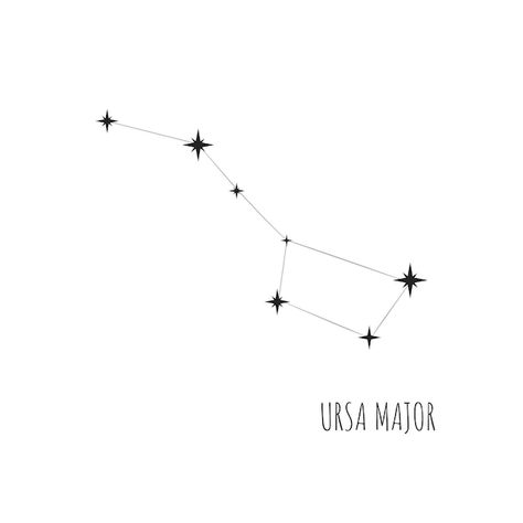 Simple constellation scheme ursa major, ... | Premium Vector #Freepik #vector #constellation #astrology #galactic #astronomy Consolations Stars, Ursa Major Tattoo Minimalist, Constellation Drawing Simple, Ursa Major Constellation Tattoo, Constilations Drawing, Ursa Major Tattoo, Ursa Major Ursa Minor, Constellation Drawing, Constellation Embroidery