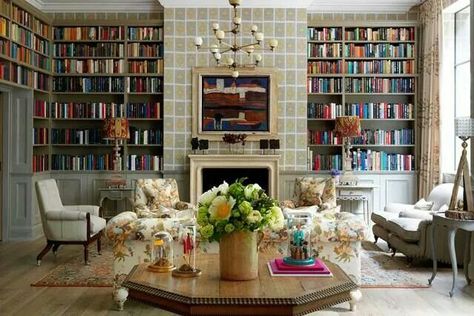 Love it all except the chandelier Bookshelf Ideas Living Room, Ham Yard Hotel London, Ham Yard Hotel, Firmdale Hotels, Soho Hotel, Kit Kemp, Best Boutique Hotels, Design Blogs, Study Design