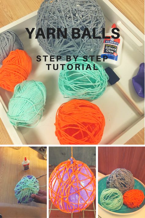 Yarn Balls: How to Make Them the Correct Way - Sweet Ds Creations Yarn Balls With Glue, Yarn Balloon, Yarn Crafts For Kids, Cat Themed Birthday Party, Easy Yarn Crafts, Balloon Crafts, Hippie Painting, School Glue, Yarn Diy