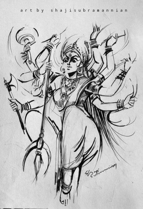 Hindu Goddess Painting, Godess Durga Drawings, Durga Devi Sketch, Durga Ma Drawings, Durga Sketch Pencil, Devi Durga Drawing, Ma Durga Sketch, Goddess Durga Sketch, Navratri Drawing Sketch