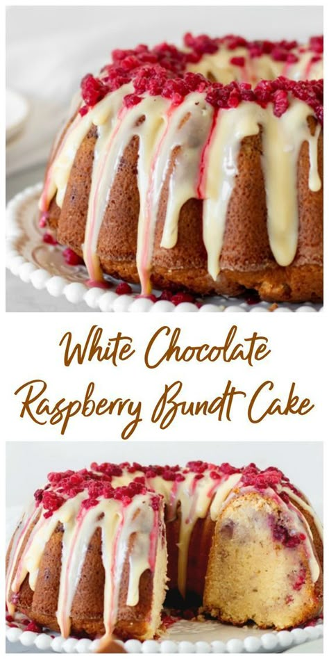 White Chocolate Raspberry Bundt Cake, Raspberries Cake, Chocolate Raspberry Bundt Cake, Raspberry Bundt Cake, White Chocolate Raspberry Cake, Cake Bundt, Bundt Cake Recipe, Mini Bundt Cakes, Torte Cupcake