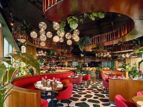 Selva Restaurant by El Equipo Creativo Boasts Latin American Flavors Commercial Restaurant Design, Jungle Restaurant, Eclectic Restaurant, Amsterdam Skyline, Resturant Design, Tropical Interior Design, Spanish Restaurant, Interior Design Contemporary, Interior Design Gallery