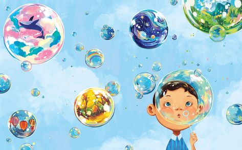 Magic Bubbles, Bubble Drawing, 동화 삽화, Picture Books Illustration, Soap Bubbles, Creative Illustration, Book Projects, Love Drawings, Childrens Illustrations