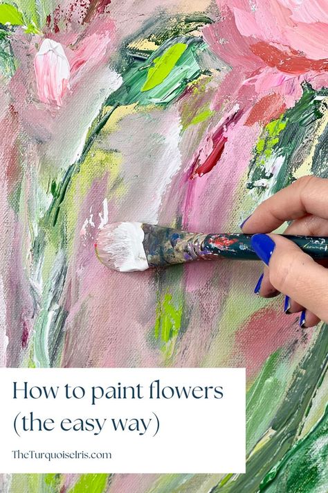 Diy Paint Flowers Easy, Painting A Flower Easy, Abstract Painting Flowers Acrylics, How To Flower Painting, How To Draw Abstract Flowers, Acrylic Art Tutorials Step By Step, Oil Paint Art For Beginners, Painting Flowers With Acrylics, Diy Abstract Flower Painting