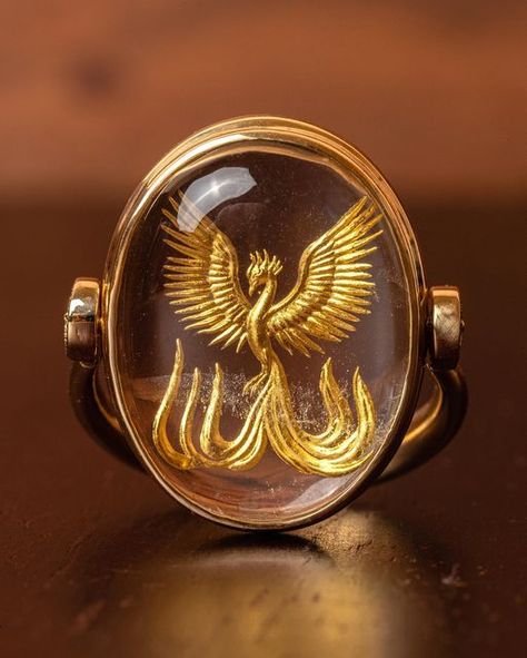 Phoenix Rising From The Ashes, Intaglio Jewelry, Clear Quartz Jewelry, Golden Phoenix, Rising From The Ashes, Rise From The Ashes, Phoenix Rising, Cameo Jewelry, Wax Seal Stamp