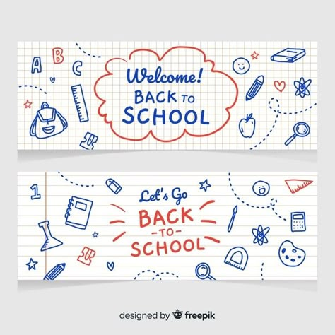 Back To School Layout, Back To School Promo, Classroom Grants, Banner School, Banner Sticker, Welcome To Class, Kids Banner, School Banners, Sticker Notebook