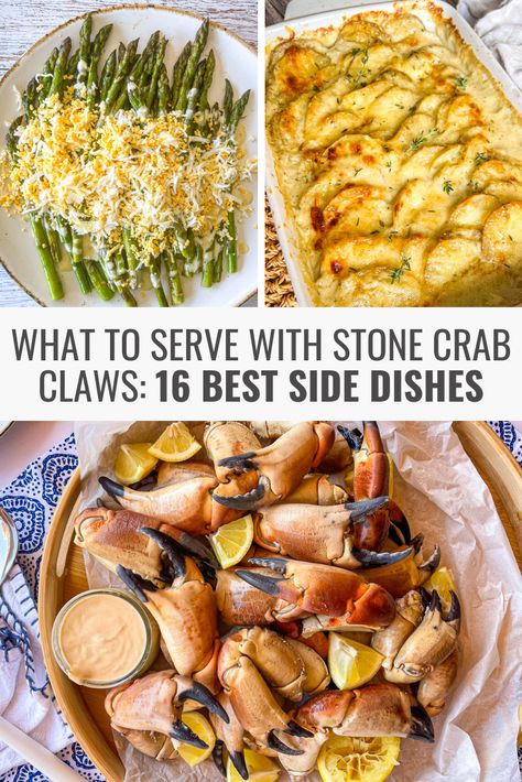 Stone Crab Recipes, Crab Leg Meal Ideas, Side Dishes For Crab Boil, Sides To Go With Crab Legs Dinners, Sides To Go With Seafood, Crab Feast Side Dishes, Crab Dinner Side Dishes, Oyster Side Dishes, Crab Leg Side Dishes