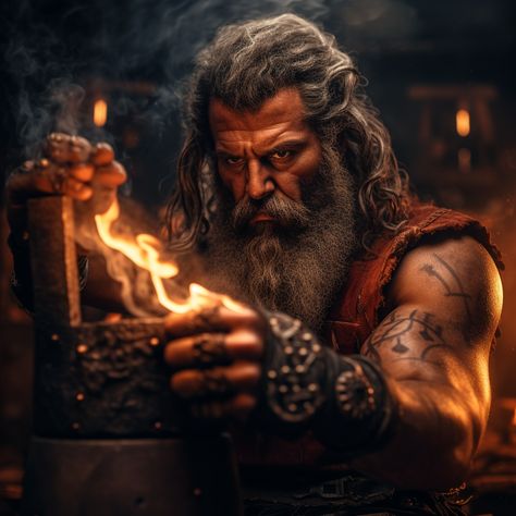 Hephestos Greek God, Hephaestus Fanart, Greek Mythology Hephaestus, Hephaestus Greek God, Greek God Hephaestus, Hephaestus Aesthetic, Hephaestus God, God Hephaestus, Western Gunslinger Art