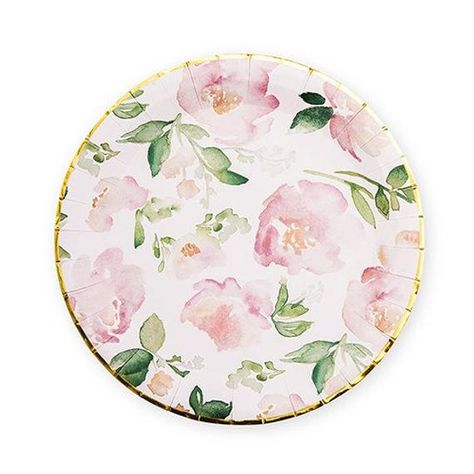 Watercolor Floral  paper plates Garden Tea Party Party Paper | Etsy Floral Paper Plates, Floral Garden Party, Fancy Table, Round Paper Lanterns, Floral Paper, Floral Plates, Engagement Party Decorations, Tea Party Garden, Floral Party