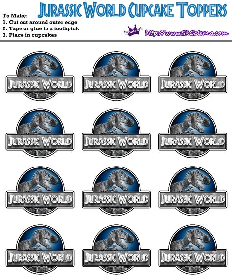 http://skgaleana.com/free-jurassic-world-printables-activities-and-crafts/ Jurassic World Printables Free, Jurassic World Cake Topper Printable, Jurassic Park Cake Topper Printable, Jurassic Park Logo Printable, Jurassic Party Ideas, Fête Jurassic Park, Free Printable Jurassic World Invitation, Jurassic World 3, Jurassic Park Birthday Party