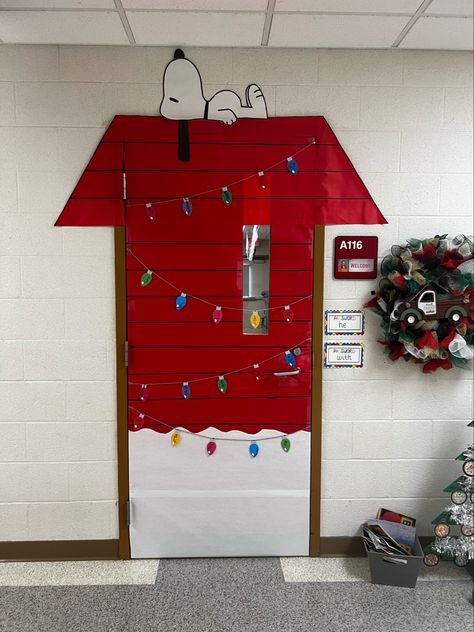 Christmas Door Decorating Contest School Easy, Winter Door Designs Classroom, Snoopy Door Decorations Christmas, Charlie Brown Christmas Door Decor, Decorating Classroom Doors For Christmas, Joy To The World Door Decorating Contest, Snoopy Christmas Door Decorating Contest, Christmas Movie Theme Door Decorations, Charlie Brown Christmas Door Classroom