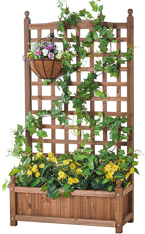 Raised Garden Bed With Trellis, Garden Bed With Trellis, Large Raised Garden Beds, Wood Garden Beds, Modern Gardening, Planter Box With Trellis, Landscaping Projects, Outdoor Planter Boxes, Cedar Raised Garden Beds