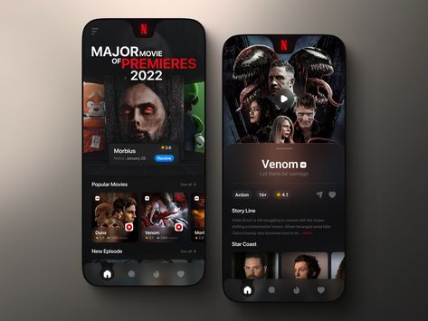 Film App, Mobile Website Design, Netflix App, Movie App, Android Design, Presentation Design Layout, Mobile App Design Inspiration, Widget Design, Booking App