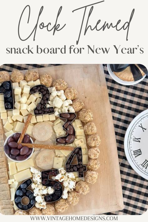 Are you hosting a New Year's Eve party, or have one to attend? I'm going to show you how to create a clock themed snack board for New Year's that will be the show stopper at your next gathering. I just love creating themed charcuterie boards or snack boards! They are so fun to think outside the box and create a unique and fun appetizer for any party theme. The themes and foods to use for a charcuterie board or snack board is unlimited. Themed Snack Board, Charcuterie Board Party, Themed Charcuterie Board, Mini Cupcake Stand, Charcuterie Party, Snack Boards, Theme Snack, Clock Collection, Board Party