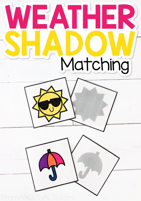 Weather Shadow Matching Cards Weather Activities Preschool Montessori, Weather Table Activities, Preschool Weather Math Activities, Weather Themed Math Activities For Preschool, Shape Clouds Preschool, Weather And Season Activities Preschool, Spring Weather Activities For Toddlers, The Weather Preschool Activities, Fine Motor Weather Activities Preschool