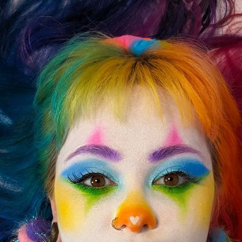 🌈Shan Sunshine🤡 on Instagram: "Pride month might be over, but I'm still here and queer 🌈🥰
-
#clown #clownmakeup #rainbowhair" Clown Makeup Rainbow, Clown Drag Makeup, Happy Clown Makeup, Rainbow Clown Makeup, Neon Clown Makeup, Clowncore Pfp, Clown Drag, Clowncore Makeup, Rainbow Clown