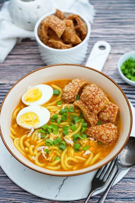 Miki ti Batac Miki Filipino Recipe, Miki Recipe Filipino, Filipino Miki Recipe, Filipino Miki Recipe Noodle Soups, Miki Noodle Soup Filipino Recipes, Miki Noodles Recipe, Filipino Noodles, Ilocos Region, Fried Pork Belly