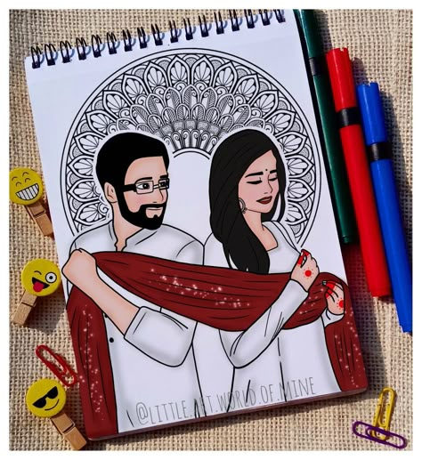 Dm me to order @little.art.world.of.mine Couple Mandala Art Easy, Mandala Couple Drawing, Aesthetic Song Drawing, Couple Mandala Art, Desi Illustration, Iron Man Drawing, Emoji Nails, Mandala Illustration, Lady Painting