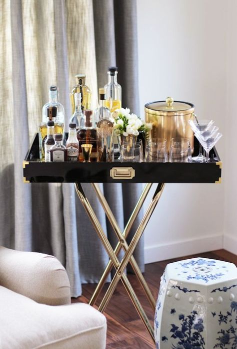 Bar Carts Under $200 Small Bar Ideas, Bar Cart Inspiration, Bar Deco, Bandeja Bar, Diy Bar Cart, Bar Mini, Bar In Casa, Gold Bar Cart, Bar Tray