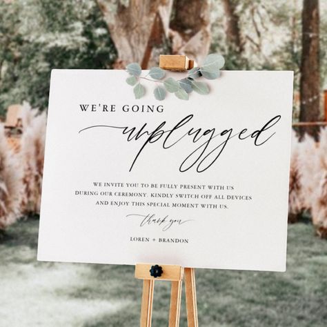 Unplugged Sign, Large Welcome Sign, Wedding Signs Welcome, Wedding Foam Board, Wedding Ceremony Sign, Unplugged Ceremony Sign, Unplugged Wedding Sign, Unplugged Ceremony, Wedding Wishlist