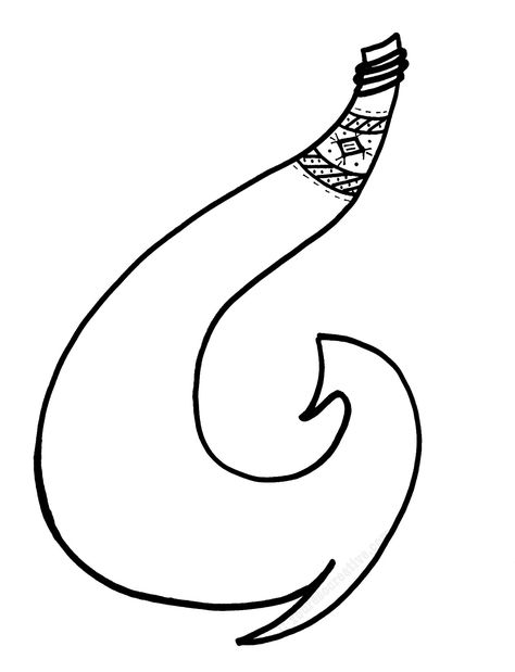 Maui Hook Template, Maui Hook Drawing, Mauis Hook, Moana Outline, Moana Sketches, Maui Fish Hook, Maui Hook, Maui's Hook, Hei Hei Moana