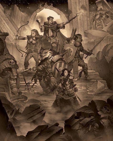 Dnd Party Art, Fantasy Battlefield, Character Commission, Fantasy Party, Character Images, Dnd Art, Fantasy Concept Art, Fantasy Rpg, Fantasy Inspiration