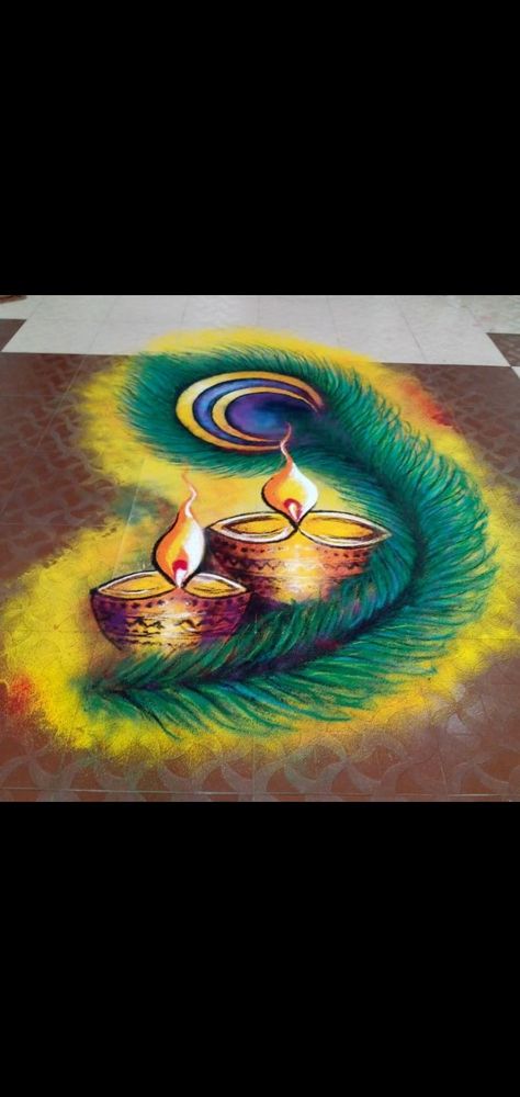 More Pankh Rangoli, Ganpati Rangoli For Competition, Rangoli Designs Abstract, Potrait Rangoli Ideas, Shankha Design Painting, Ragoli Color Design 2023 New, Mor Pankh Rangoli, Difficult Rangoli Designs, New Year Special Rangoli Design Latest