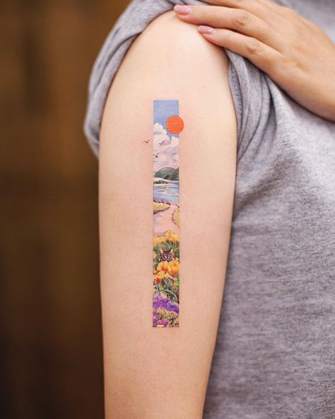 Framed Tattoo, Landscape Tattoo, 4 Tattoo, Cute Little Tattoos, Asian Tattoos, Matching Tattoo, Feminine Tattoos, Dope Tattoos, Little Tattoos